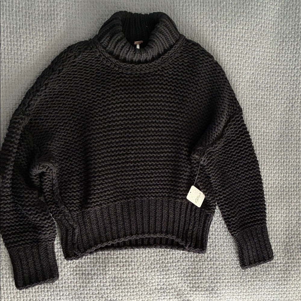 Free People Black Turtleneck Sweater